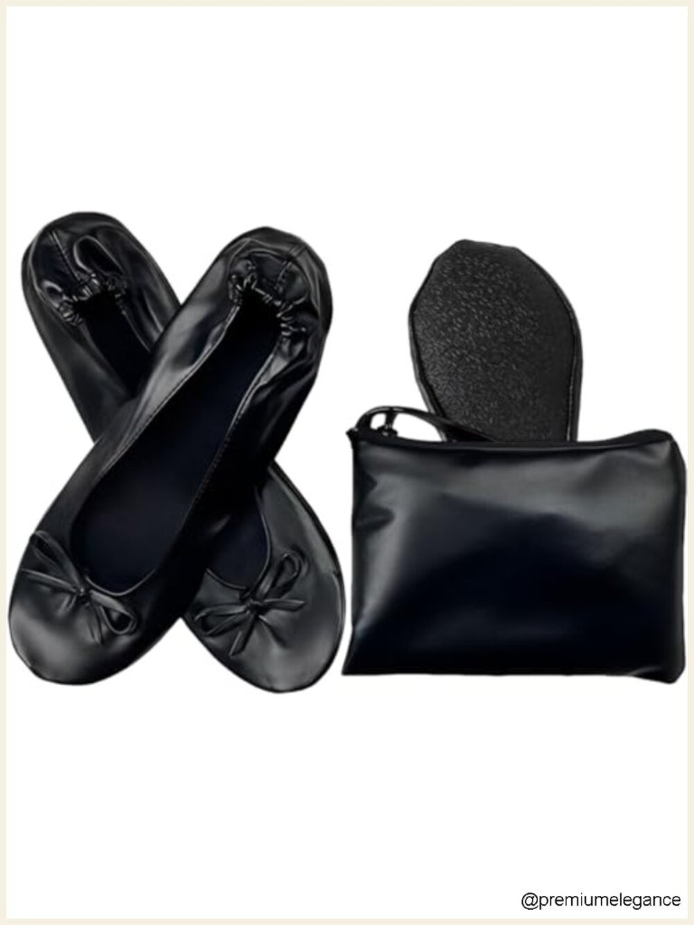 Foldable Ballet Flats for Women, Portable Roll Up Shoes with Pouch, Non-Slip,